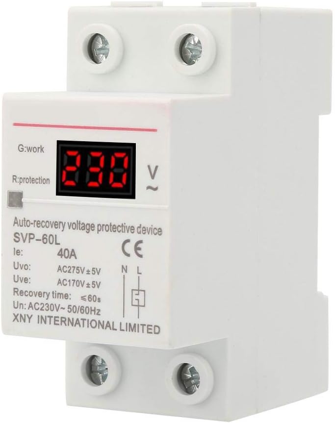 Keyren Undervoltage Relay, 230V 40A Automatic Recovery Overvoltage&Undervoltage Protection Device DIN Rail Mount Protector