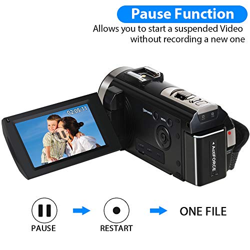 Video Camera Camcorder HD 1080P 24.0MP 3.0 Inch LCD 270 Degrees Rotatable Screen 16X Digital Zoom Video Recorder,Remote Control and 2 Batteries