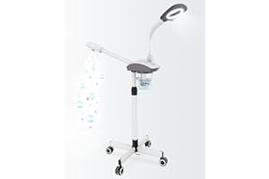 Kingsteam 2 in 1 Facial Steamer & 5X Magnifying Lamp, White, 60-Min Timer, Dual Steam & Nano Ionic Hot Mist for Facial Cleani