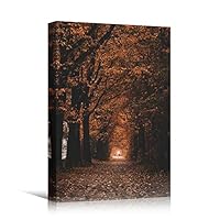 Canvas Wall Art Autumn Dramatic Forest Landscape Living Room Orange Photography Rustic - 12x18 inches