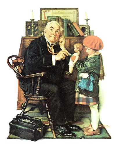 Norman Rockwell Doctor And Doll 1929 Art Print - 8 in x 10 in - Unmatted, Unframed
