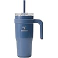 Reduce 24 oz Stainless Steel Tumbler with Handle - Dual-Wall Vacuum Insulated Travel Mug, Sweat-Proof Lid & Reusable Straw - Keeps Drinks Cold for 24 Hrs, Fits Cupholders, Dishwasher Safe-Mineral Blue