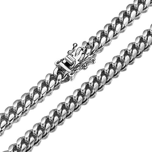 Mens Necklace or Bracelet, 6MM Silver Cuban Link Chain for Men's Jewelry, Miami Chain Necklace for Women, High Polished 316L Stainless Steel(Length of 7-30inches)