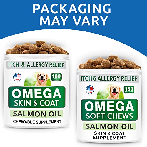 BARK&SPARK Omega 3 for Dogs 180 Fish Oil Treats for Dog Shedding