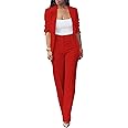 HuiSiFang Womens Fall Fashion 2 Piece Blazer Sets Open Front Blazers and Slim Fit Pants Suits Set