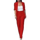 Tcremisa Women's Fashion Fall 2 Piece Pant Suit Dressy Long Sleeve Blazer and Slim Fit Pants Set Business Outfits