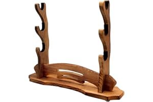 BiJun Sword Stand, Sword Holder, Katana Stand, Lightsaber Stand Samurai Sword Stand Rack Display Wall Mounted Hook for Katana Wakizashi Tanto Support All Swords (3 Tiers)