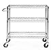 TRINITY EcoStorage Heavy Duty 3 Tier Rolling Utility Cart for Kitchen Organization, Garage Storage, Commercial and Industrial Use, NSF Certified, 800 Pound Capacity, 40” x 18” x 35.75”, Chrome Finish
