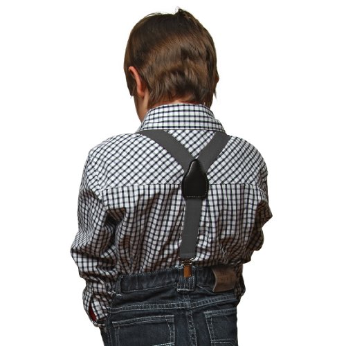 Suspenders for Kids Boys and Baby - Premium 1 Inch Suspender Perfect for Tuxedo - Grey (30")