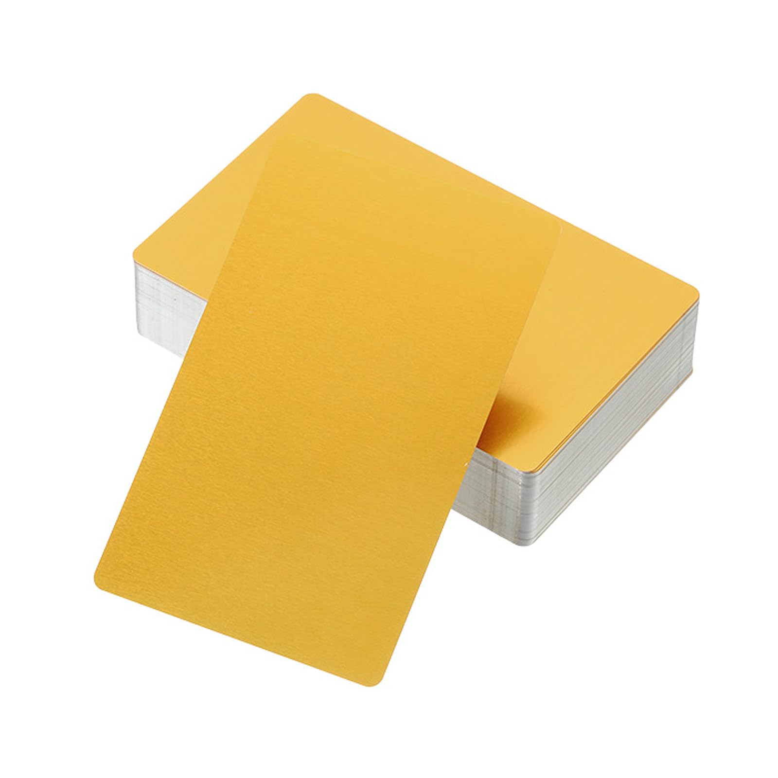 PATIKIL 300 Pack Metal Business Cards Blank, 0.45mm Thick 3.4x2.1 Inch Aluminum Laser Engrave Printable Name Card for Custom DIY, Gold Tone