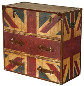 Vintage Industrial Style Union Jack Storage Trunk Chest Of Drawers