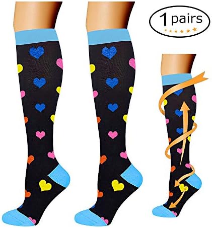 Hezwell Compression Socks, Graduated Compression 15-20 mmHg is Best Fit for Running, Nurses, Flight Travel Maternity Pregnancy - Boost Stamina, Circulation, Recovery
