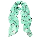 Binmer(TM)Women Lady Scarf Shawl Penguin Print Voile Scarves Girls Gift (green)