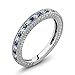 Gem Stone King 925 Sterling Silver Blue and White Created Sapphire Ring | Ladies Anniversary Wedding Band Ring For Women | 0.48 Cttw | Available In Size 5, 6, 7, 8, 9