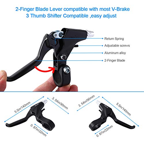 RUJOI Bike Brake kit V Type,110mm V-Brake Caliper,70mm Bike Brake Pads Set,Aluminum Bicycle Brake Lever,F/R Brake Housing and Cable, Brakes V Type Replacement Set for MTB, Road Bike,BMX,E Bike