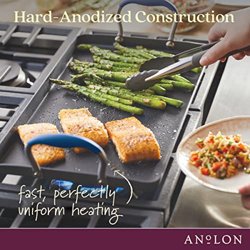 Anolon Advanced Hard Anodized Nonstick Pan/Flat Grill/Griddle Rack, 10 Inch x 18 Inch, Indigo