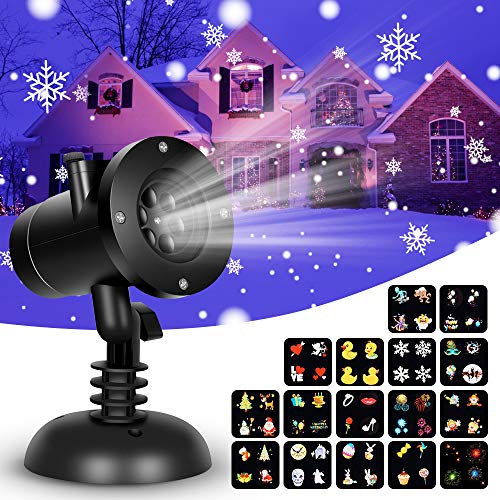 Christmas Snowflake Projector Lights - 16 Slides Decoration Projector Light Christmas Projector Lamp with Remote Control, Waterproof LED Projector Landscape Projector for Christmas Halloween Birthday - Thumbnail 6