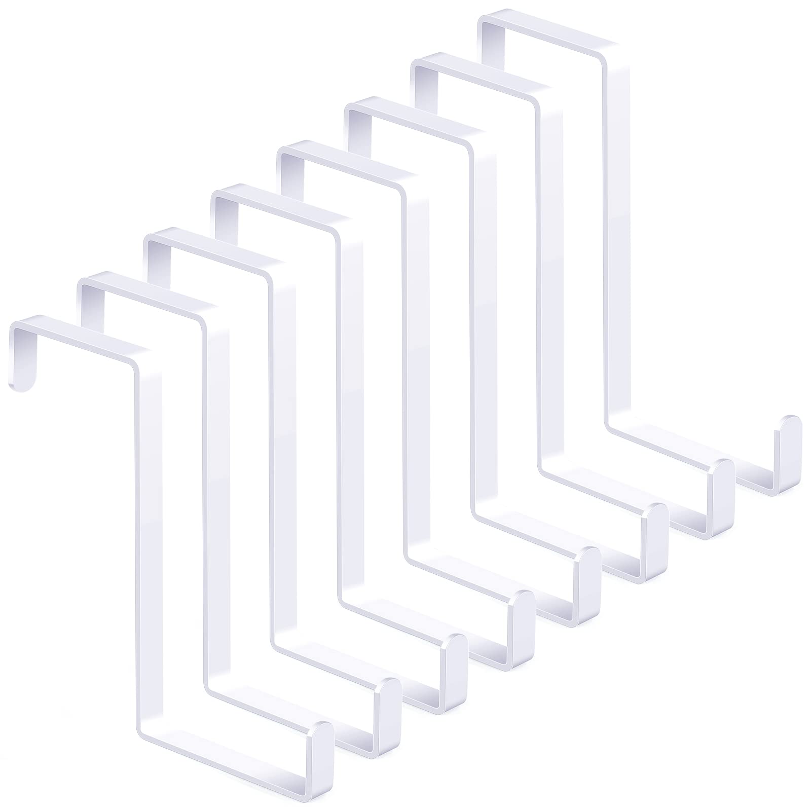 8 Pack Over Door Hooks, Metal Over The Door Hook Z-Shaped Wreath Hanger Hangers White Coat Towel Hooks Fit 4cm and 5cm Door Widths (Hold Up 15kg)