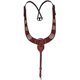 Showman Floral Tooled Leather Pulling Collar w/Rawhide Buck Stitch Inlays