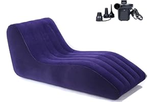 ptlsy Inflatable Lounge Chair for Adult,Chair Sofa with Household Air Pump, Air Sofa Couch, Inflatable Lounge Deck Chair Multi-Function for Indoor Livingroom Bedroom Indoor Outdoor (Blue)