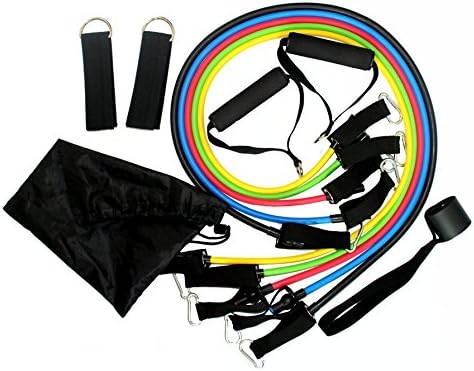 TriEcoWorld Exercise Resistance Bands Set, Fitness Resistance Bands Set with 5 Fitness Tubes/Handles/Door Anchor/Ankle Straps/Carrying Pouch/Workout Guides, Best for Men, Women