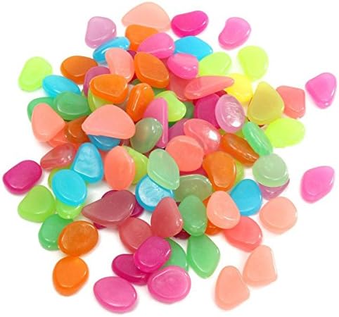 New Colorful, 100Pcs Glow In The Dark Stones Pebbles Rock Aquarium Fish Tank Garden Walk Decor