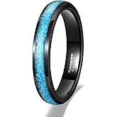 TRUMIUM 4mm Tungsten Rings for Men Women Blue Turquoise Lapis Lazuli Inlay Mens Wedding Band Silver Engagement Promise Ring High Polished Dome Comfort Fit Size 6-12