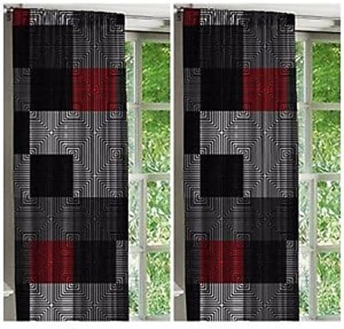 Stylish Latitude Geometric Design 52x63 Window Curtains, Set of 2