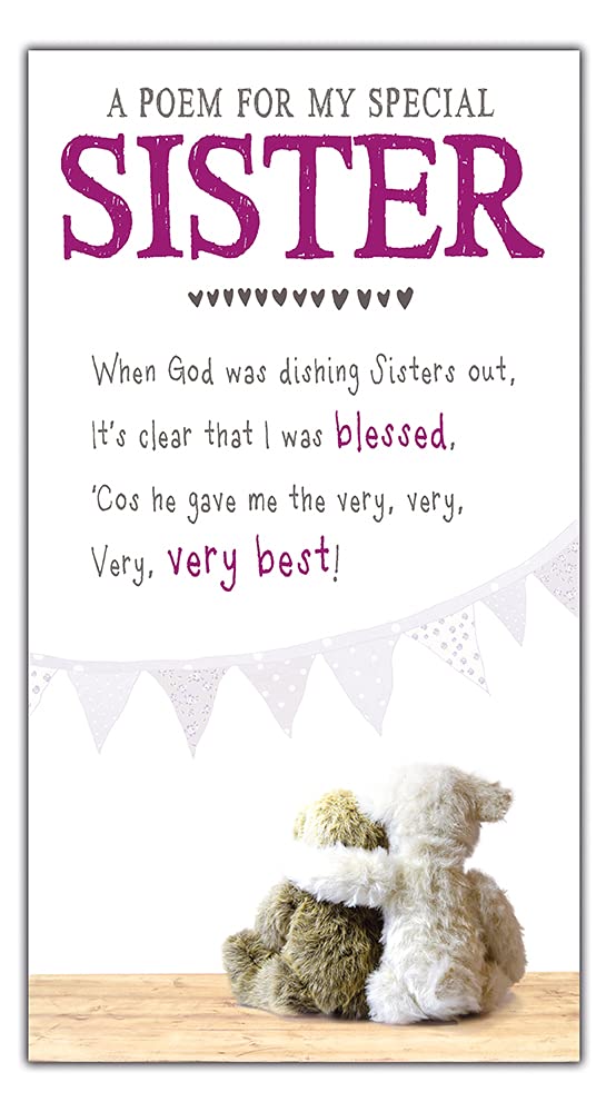 Snuggly Bumpkins Sister Birthday Card, A Poem for my Special Sister, Multi-Coloured — image 1