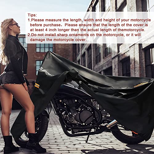 Funda para Motocicleta Impermeable extra grande-420D Tela Oxford Cubierta de Moto,con ventana para matrícula,4 tiras reflectantes,Tres hebillas cortaviento,2 Bocallaves（4XL 116 x 43 x 55 pulgadas)
