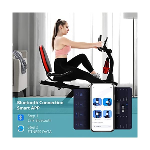 Indoor Recumbent Exercise Bike with Pulse, Stationary Cycling Bike with Bluetooth, 8Level Magnetic Resistance…