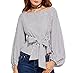 Lesimsam Women's Plus Size Gril Striped Off Shoulder Bowknot Blouses Ruffle Puff Sleeve Blouse Tops (Black+White, 2XL, xx_l)