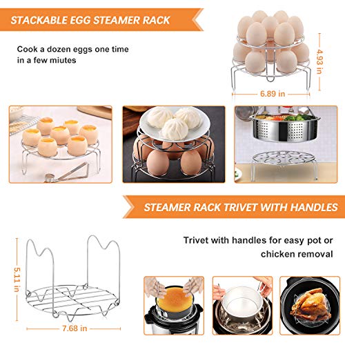 YIHONG 20 Pieces Pressure Cooker Accessories Set Compatible with Instant Pot 6 8 Qt - 2 Steamer Baskets- Non-stick Springform Pan - Stackable Egg Rack - Silicone Egg Bites Mold- with Free Ebook Recipe - Thumbnail 2