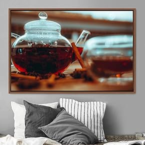signwin Framed Canvas Wall Art Tea Servings Dark...