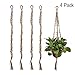 Peicees 4 Pack Plant Hanger Macrame Jute 4 Legs 35.5 Inches for Indoor Outdoor Balcony Pots Stand