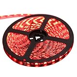 XKTTSUEERCRR 16.4ft/5M, Black PCB 5050 SMD 300LED, IP65Waterproof Flexible Strip Light for Outdoor/Indoor/Car/Booth/Stage/House Celebration Decoration + DC Connector (Power Supply Not Included)-Red