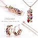 Morenitor Jewelry Set 18K Rose Gold Plated CZ Cubic Zirconia Multi Color Flower Pendant Necklace Stud Earring Set for Women