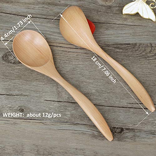 Wood Spoons for Eating, ADLORYEA 6-Piece Wooden Eating Spoon, 7 inch Eco-friendly Handmade Natural Wood Teaspoon for Dinner, Salad Desserts, Chips, Snacks, Cereal, Fruit - Thumbnail 3