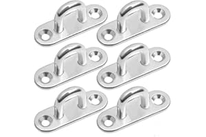SUMAJU 6 Pcs Pad Eye Plate, Heavy Duty Eye Plate Hook Stainless Steel Staple Ring Hook Loop for Swing Suspension