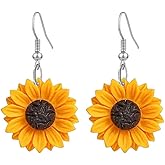 Resin Sunflower Earrings for Women Yellow Sun Flower Drop Dangle Earrings