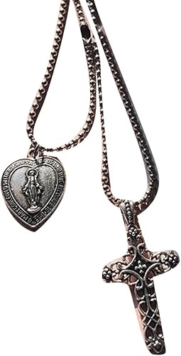 Qijavan - Collar con Colgante de corazón de la Virgen María ...