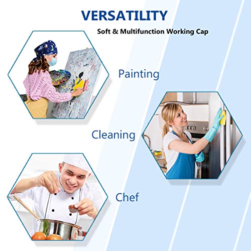 AMAWEI Working Caps with Button Adjustable for Women Men Sweatband Bouffant Hats One Size (Multi-Color 01)