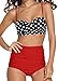 Angerella Polka High Waisted Cute Bikinis Swimwear Bathing Suit (BKI031-R1-L), Red-Two, US6-8=Tag Size L