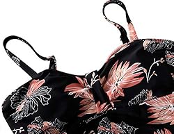 Hilor Women's 50's Retro Ruched Tankini Swimsuit