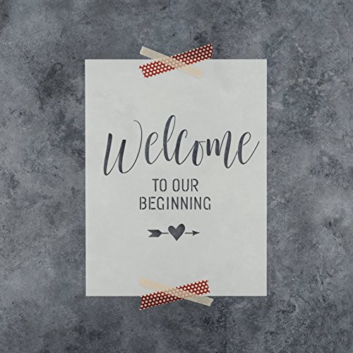 Welcome To Our Beginning Stencil Template - Reusable Wedding Sign Stencils with Multiple Sizes Available