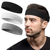 Sweatband Headband/ Wristband Perfect for Basketball, Running, Football, Tennis- 6PCS/ 3PCS Terry Cloth Athletic Sweatbands Fits to Men and Women