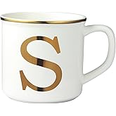 Miicol Ceramic Coffee Mug 16 oz, Monogram Coffee Cup, Golden Initial Tea Mug, Personalized Tea Cup, Unique Gift, Large Mug for Home, Office, Letter S