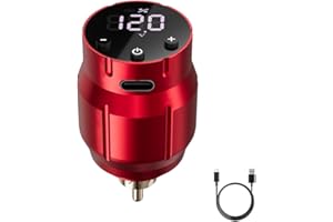 NEEBOL Tattoo Battery Power Supply, 1500mAh Lithium Battery Pack with LED Digital Display, RCA Connector, Rechargeable Cordless for Wireless Tattoo Pen, Rotary Tattoo Machine, Red