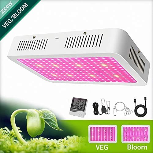 LED Grow Light Full Spectrum, 2000W Grow Lamp for Indoor Plant, LED Plant Grow Lamp Full Spectrum with Daisy Chain for Indoor Plants Veg and Flower Greenhouse & Hydroponic Growing,Double Switch