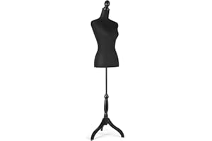 HYNAWIN Female Mannequin Torso Height Adjustable Dress Form Manikin Body with Black Tripod Stand for Clothing Dress Jewelry Display (Black)